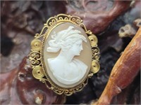 Antique Carved Shell Cameo / Brooch GP
