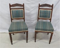 Pair Antique Victorian East Lake Side Chairs
