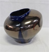 Vintage Haeger Pottery Cobalt Metallic Drip Vase