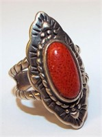 Sterling Silver Ring With Red Stone