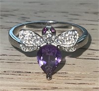 Sterling Silver Ring w/ Amethyst Size 7.75