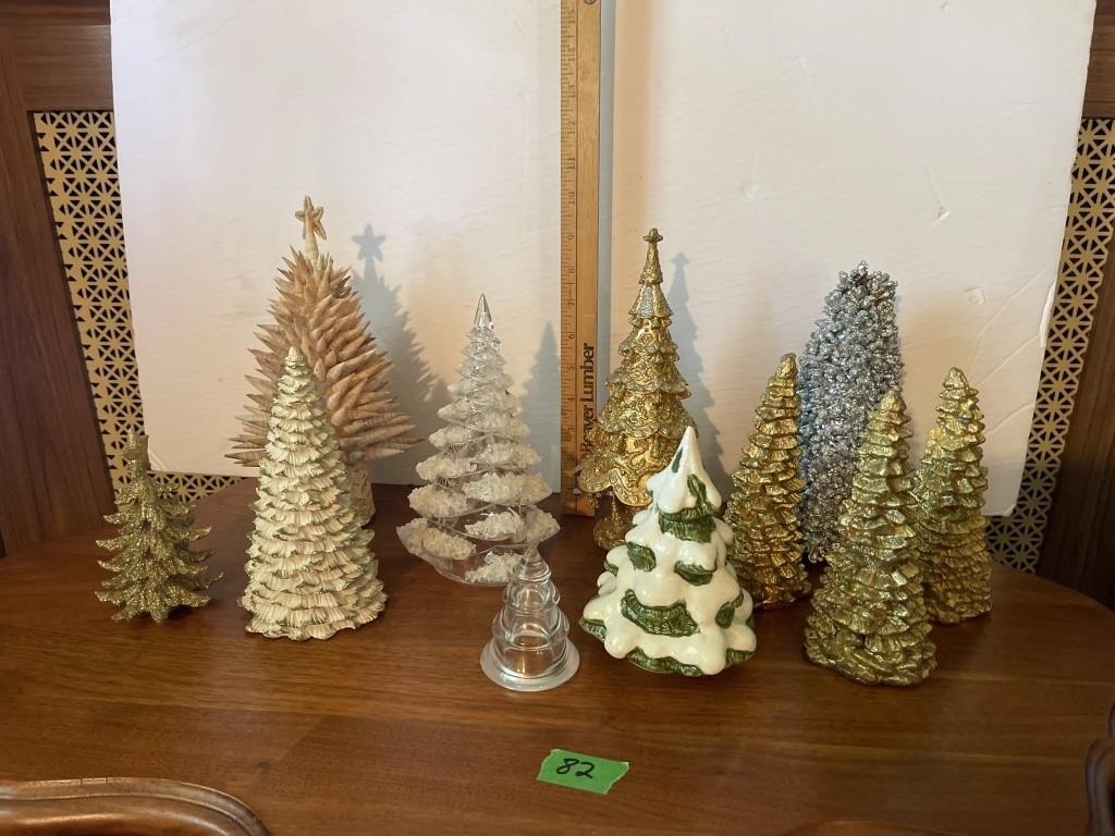 Lot of assorted small decorative Christmas trees