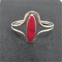Sterling Silver Bracelet with Red Gemstone