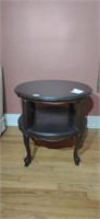 Vintage Round Walnut Tiered Side Table. Very