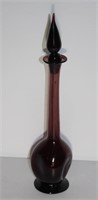 vintage handblown amythest glass decanter 15"h