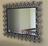 MId-Century Modern Black & Crystal  Mirror.