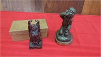 SHOU-SHAN STONE WARE STATUE AND AN INDIAN STATUE