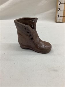 Early Pottery/Clay Boot, 2”T