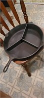 Large cast iron pan w/divider - 15"