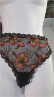 Aubade black floral thong XL