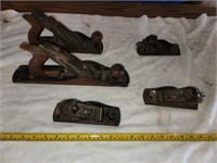 5 Vintage Wood Planes - Stanley 220, No 5 Sargent