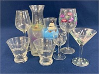 (9) Assorted Barware glasses and stemware