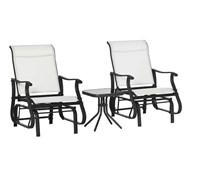 $239  Outsunny Cream White 3-Piece Metal Gliding C