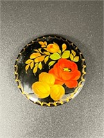 Hand painted Russian flower brooch