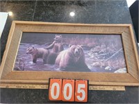 bears in rustic wood frame