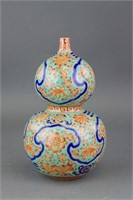 Chinese Famille Rose Porcelain Gourd Vase Qianlong