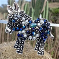 Blue Pearl Horse Donkey - Burro Brooch
