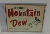 Mountain Dew paper sign