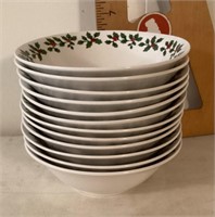 12 Christmas bowls 7" diameter