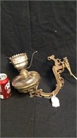 Electrified wall hanging oil lamp