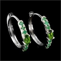 Natural Chrome Diopside & Colombian Emerald Earrin