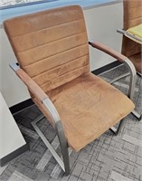 PAIR BROWN LEATHER GUEST CHAIRS