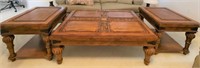 Large Wooden Sofa Table & 2 End Tables Set