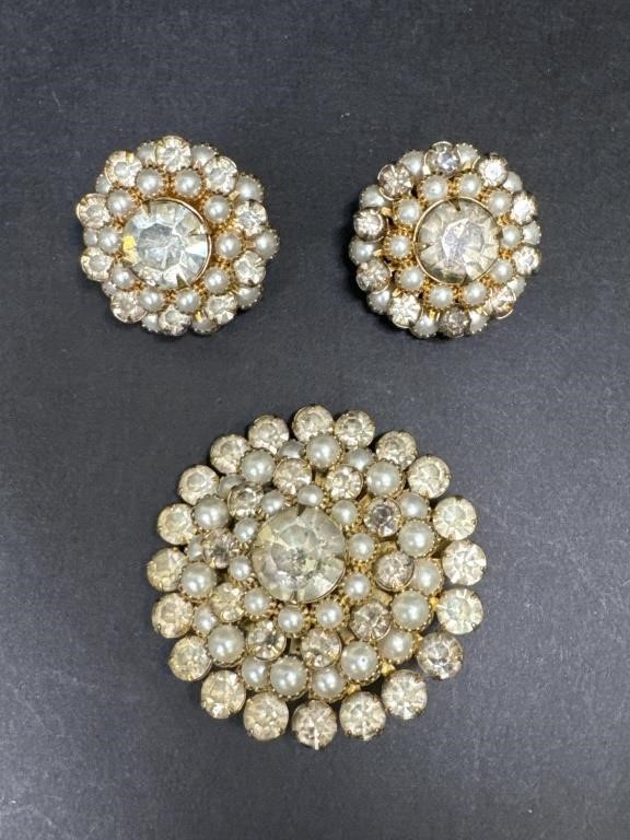 Vintage Judy Lee Set Brooch, Earrings