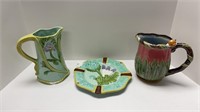 Majolica pitcher & serving plate (Seymour