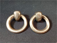 Heavy sterling silver door knocker earrings