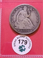 1854 Seated Liberty Half Dollar VG