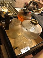 (2) Kerosene Lamp Bases & Avon Moose Bottle