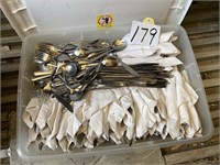 Tote of Assorted Silverware