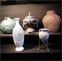 5 vases and urns