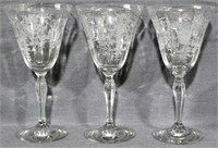 3 Fostoria Florentine Water Goblets 7.5"