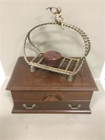 Wood Jewelry Box Tooled Leather Case & More