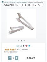 Pampered chef STAINLESS STEEL TONGS SET -