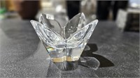 Signed Orrefors Cut Crystal Lotus Flower Bowl