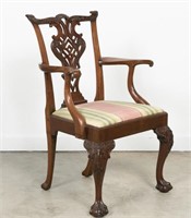 Chippendale Style Mahogany Arm Chair