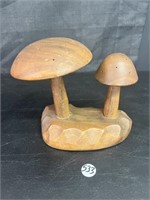 VTG Wood Carved Monkey Pod Double Mushroom