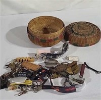 Basket of key chains and keys