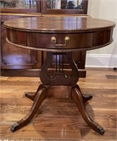 Claw Footed Drum Table with Lyre Pedestal