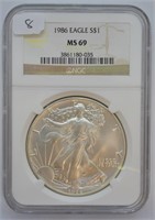 1986 SILVER EAGLE NGC MS69