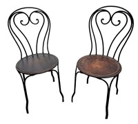 French Wrought Iron & Leather Bistro Chairs