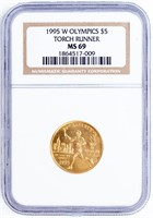 Coin 1995-W Olympic $5 Gold Torch Runner NGC MS69