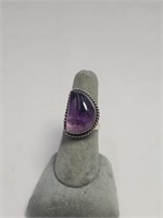 Ladies Amethyst Sterling Silver Ring Size 7