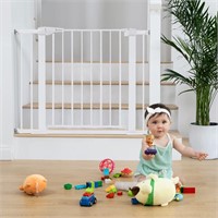 COMOMY Baby Gate for Stairs 30x 40.5 White