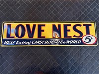 8 x 29” Metal Embossed Love Nest Sign