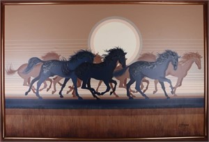 ORIGINAL LETTERMAN 'HORSES IN THE SUNSET' PAINTING