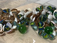 Bag Of Marbles Mixed With Shells And Beads